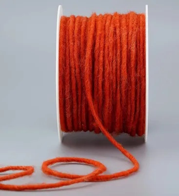 Obrázek produktu pro Elzusha - Dekorativní provázek z vlny, 80 metrů, oranžová barva