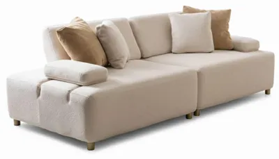 Immagine prodotto di Nuovo divano a 3 posti, stile moderno, colore beige, comodo e morbido, in tessuto, per il soggiorno