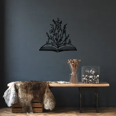 Produktbild von Wallity, Flower- SKL2537, Schwarz, Sonstige Wohndekorationen, 70 x 64 cm, 100% Metall (Dicke: 1