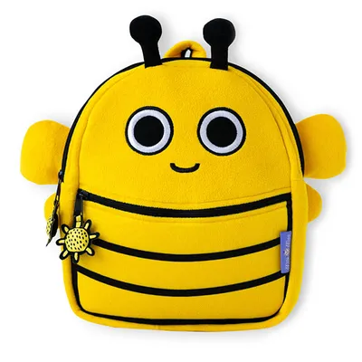 Produktbild von Milk&Moo Buzzy Bee Kinder Rucksack, Netter Kinderrucksack für Mädchen und Jungen, Niedlicher Tier Rucksack für Kindergarten, Vorschulrucksack für Kleinkind, Plüsch, gelb, 3-6 Jahren (Bienchen)
