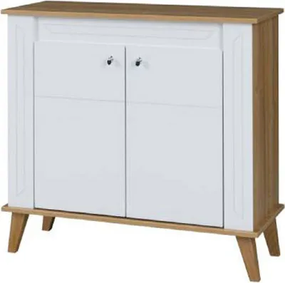 Produktbild von Kommode Bambey 11, Farbe: Eiche / Weiß - 90 x 94 x 44 cm (H x B x T)