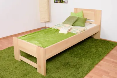 Produktbild von Einzelbett / Gästebett Buche massiv Vollholz natur 111, inkl. Lattenrost - 80 x 200 cm