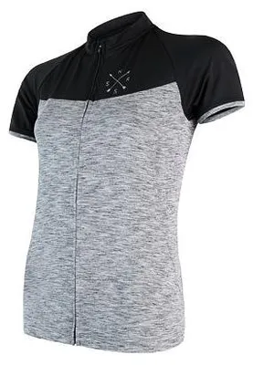 Image de Maillot femme Sensor CYKLO MOTION à manches courtes et fermeture éclair intégrale, gris/noir, taille M ; Maillot gris