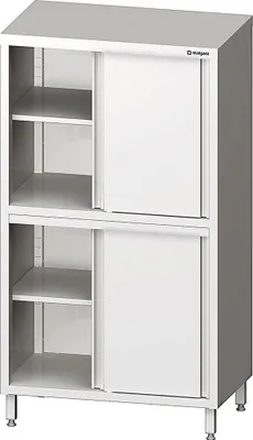 Immagine prodotto di Armadio alto con ante scorrevoli, 900x700x1800 mm, con due vani a giorno, saldato