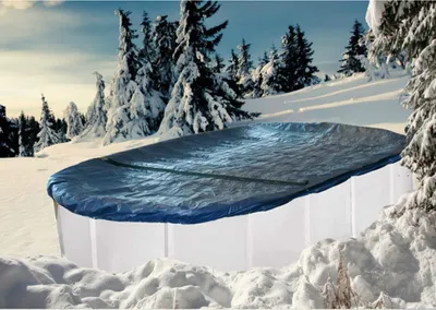 Produktbild von Interline Winterabdeckung Oval 6,10 x 3,60 m, Poolabdeckung, Überirdischer Pool, Oval, Blau, Silber, PVC, 3600 mm