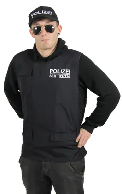 Immagine prodotto di Gilet da poliziotto e berretto da poliziotto per adulti SEK uniforme SWAT set di costumi da uomo carnevale, taglia:M