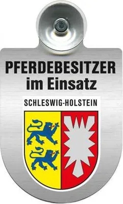 Produktbild von Einsatzschild mit Saugnapf - Pferdebesitzer im Einsatz - 393830 incl. Regionenwappen nach Wahl Color - Region Schleswig-Holstein