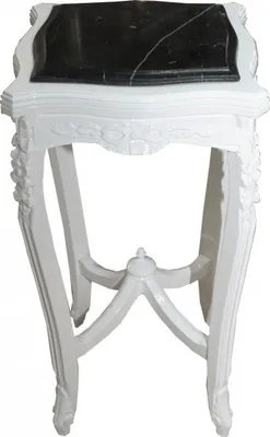 Produktbild von Casa Padrino Barock Beistelltisch mit Marmorplatte Viereckig  Weiss Mod W17  70 x 37 cm - Antik Stil