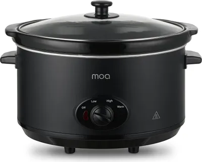 Produktbild von MOA 6,5L Schongarer mit 3 Wärmestufen - Ø 24,5cm - Keramik-Innentopf - Durchsichtiger Deckel - Spülmaschinenfest - BPA-Frei - Schwarz
