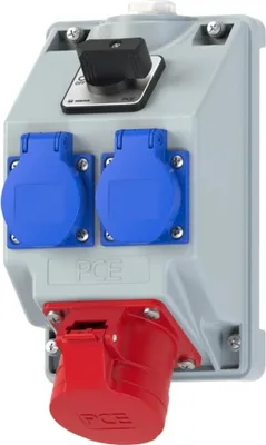 Produktbild von Elso Wandsteckdosenkombination, CEE 16A 5p, 2x SSD nat., Schalter 0/1, IP44, 1 Stk.