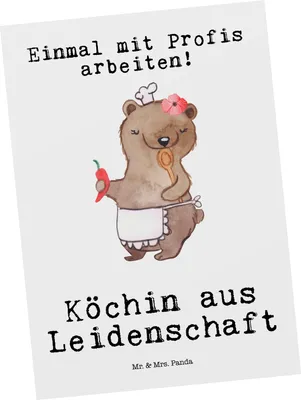 Produktbild von Mr. & Mrs. Panda Postkarte Köchin Leidenschaft - Weiß - Geschenk, Spruch, Firma, Lustig, Restaurant, Ansichtskarte, Witzig, Fotokarte, Postkarten, Grußkarte, einzelkarte