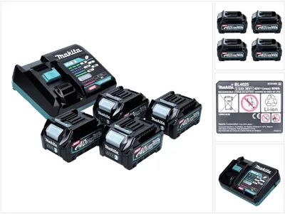Produktbild von Makita Power Source Kit 40 V max. mit 4x BL 4025 Akku 2,5 Ah XGT ( 4x 191B36-3 ) + DC 40 RA Schnell Ladegerät XGT LXT ( 191E07-8 )