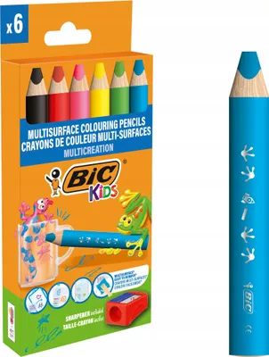 Zdjęcie produktu dla Bic Multicreation Kredki Ołówkowe 3W1 Grube Trójkątne 6 Kolorów