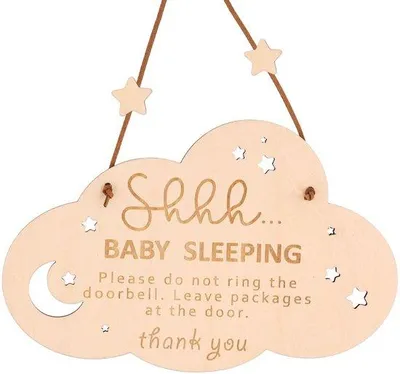 Produktbild von Baby-Schlafbrett für die Eingangstür, Holz-Schild 'Shhh Baby Schlaf', Eingangshalter für die Kinderzimmer, Dekoration für im Haus, Geschenk für neue Eltern