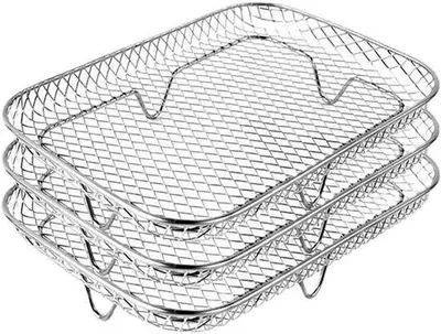 Image de Accessoires rectangulaires en acier pour friteuse à air chaud, lot de 3 pièces, 19 cm (L) x 13,5 cm (H) x 9,4 cm (H)