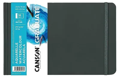 Image de CANSON Carnet de croquis GRADUATE Aquarelle 216 x 140 mm noir 28 feuilles