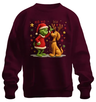 Produktbild von Grinch gestrickt Wolle Rentier Weihnachten lustig Retro Sweatshirt Pullover, Burgundy, XXL