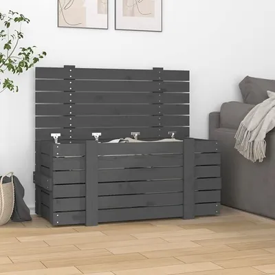 Produktbild von Truhe Grau 91x40,5x42 cm Massivholz Kiefer Sitzbank Mit Stauraum, Wäschetruhe, Spielzeugkiste, Aufbewahrungstruhe, Aufbewahrung, Jugendzimmer Möbel, Truhenbank Mit Stauraum - 825000