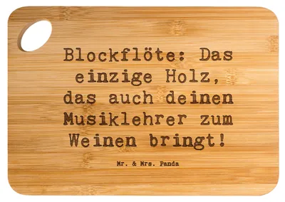 Produktbild von Mr. & Mrs. Panda Hackbrett Spruch Blockflöte Humor - Transparent - Geschenk, Musiker, Schneidebrett, Sopranblockflöte, Flötenspiel, Musik, Altblockflöte, Tenorblockflöte