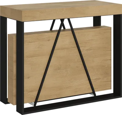 Zdjęcie produktu dla ITYHOME - Konsola rozkładana 90x40/196 cm Sketa Small dąb naturalny rama w kolorze antracytu