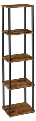 Obrázok produktu pre Päťposchodová polica, hnedá – čierne drevo, 23,8 x 38 x 139 cm