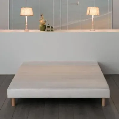 Produktbild von Gepolsterter Lattenrost 140 x 190 cm – Weißes Massivholz + Füße