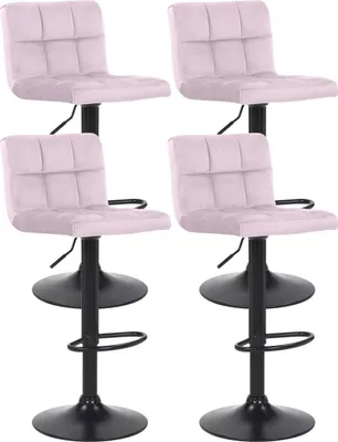 Immagine prodotto di set di 4 sgabelli da bar in velluto - eleganti - regolabili in linea retta, design elegante