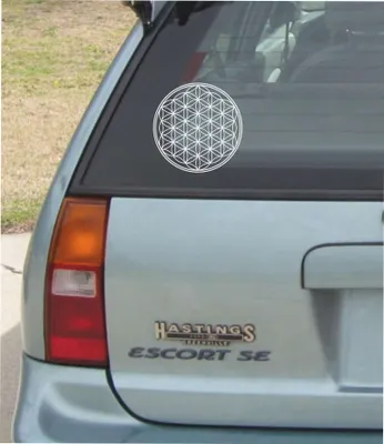 Produktbild von Aufkleber / Autoaufkleber - JDM / Die cut / Auto / OEM - Blume des Lebens - 100x100mm silber - Heckscheibe / Heckscheibenaufkleber
