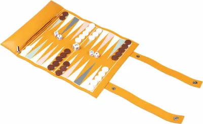 Produktbild von Reisespiel Backgammon kompakt zum Zusammenrollen