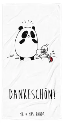 Produktbild von Mr. & Mrs. Panda Handtuch Panda Dankeschön - Weiß - Geschenk, Duschtuch, Badehandtuch, Strandtuch, Großes, Duschhandtuch