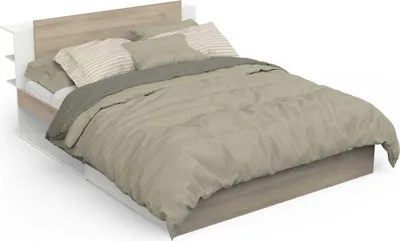 Produktbild von Doppelbett Liva - 160x200cm - mit Stauraum - weiß/Eiche Nachbildung