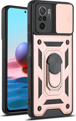 Produktbild von Redmi Note 10 4G Hülle mit 360° Drehbarer Magnetische Ring Ständer Halter Dia Kameraschutz TPU Bumper Silikon Schutzhülle für Xiaomi Redmi Note 10 4G / Note 10S Rosa