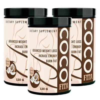 Zdjęcie produktu dla 3x CocoFita - suplement diety, koktajl o smaku kokosowym na wsparcie kontroli wagi 120 g