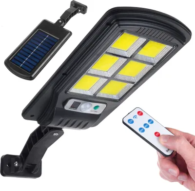 Produktbild von Solar Straßenlampe mit Bewegungs- und Dämmerungssensor IP54 4W 400 Lumen 6500K Fernbedienung Solarlampe Außenwandleuchte Außenbeleuchtung Straßenlaterne 3 Beleuchtungsmodi