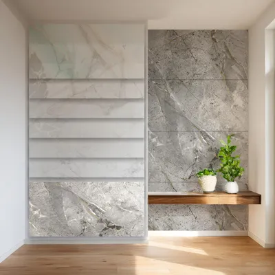 Produktbild von HEXIM Marmorplatten Optik Set 4 Stück 122x70cm SPC Granit Fliesen Steine Paneele Wand innen außen - A, KI-generiertes Bild