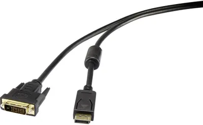 Produktbild von Renkforce DisplayPort / DVI Adapterkabel DisplayPort Stecker, DVI-D 24+1pol. Stecker 0.50 m Schwarz RF-3301148 schraubb