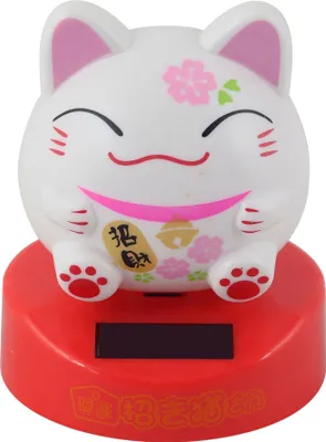 Produktbild von Wackelfigur Solar - dicke Katze grinsend - weiß