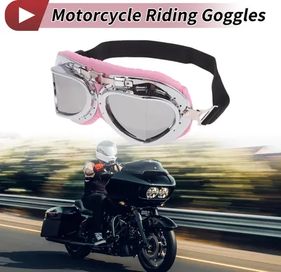 Produktbild von 1 Stk Motorradfahrbrille Klappbar PC PolyurethanSchwamm Fahrradsonnenbrille Silberton Linse Rosa Silberton Rahmen