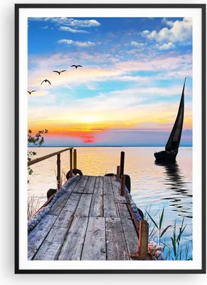 Produktbild von Gerahmtes Poster - Schwarzer Rahmen - Brücke See - 70x100 cm - Wand Bild - Wanddeko - Wandbilder - Kunstposter - Wandposter - Bilderrahmen - Bilder - Kunstdruck - Wandbild - P2BPA70x100-4115