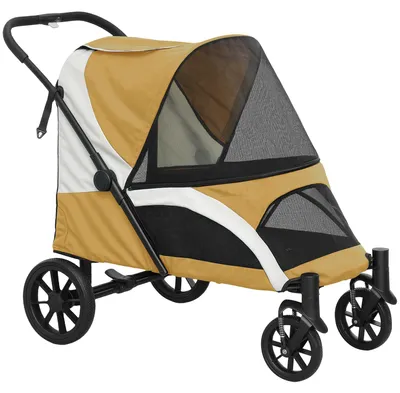 Zdjęcie produktu dla Wózek dla psa, przeznaczony dla średnich ras, składany | Kolor: Brązowy | Wymiary: 67x124x100 cm