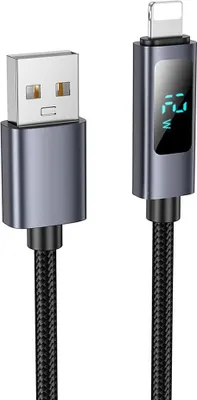 Image de Câble USB A vers Lightning Hoco 2,4A avec écran 1 m X112 noir