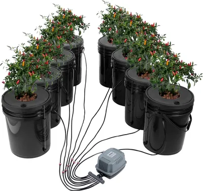 Obrázok produktu pre VEVOR DWC Hydroponický pestovateľský systém, hydroponický pestovateľský systém, hlboká vodná kultúra 5 galónov 8 vedier, DWC systém so vzduchovým čerpadlom, vzduchovými kameňmi a indikátorom hladiny vody pre listovú zeleninu