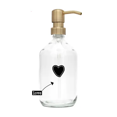 Produktbild von a good smile Seifenspender DIY Glas klar Edelstahlspender gold 500ml