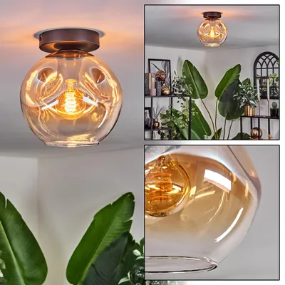 Produktbild von Villamare Deckenlampe aus Metall/Glas in Schwarz/Bernsteinfarben/Klar