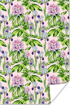 Produktbild von MuchoWow® Poster Blumen - Hortensie - Muster 20x30 cm - Papierdruck