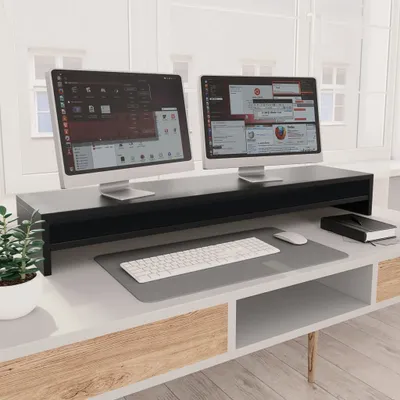 Produktbild von vidaXL Stojan na monitor černý 100x24x13 cm Dřevěný materiál