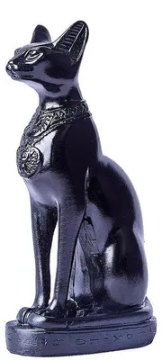 Zdjęcie produktu dla Ibenzoa® Figurka kota Bastet, elegancki, czarny kolor – egipski element dekoracyjny | Wysokość 10,7 cm, średnica 10,7 cm, idealna do domu i biura