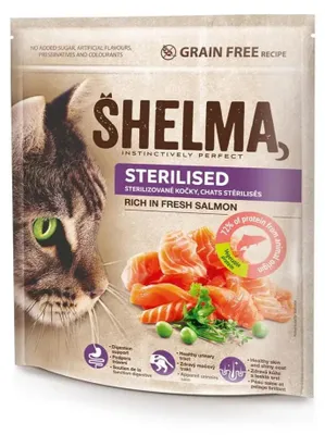 Zdjęcie produktu dla SHELMA Sterilised Bogata na łososia - sucha karma dla kotów - 750 g