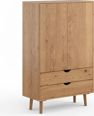 Produktbild von Kleiderschrank Simona Wäscheschrank 90x40x145cm Massivholz geölt Eiche Natur