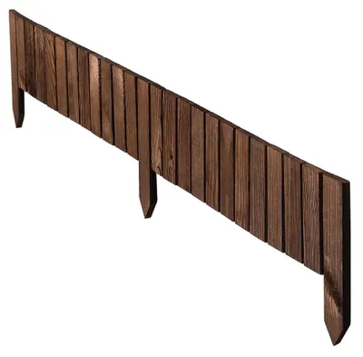 Imagen del producto de Valla para jardín - Valla de madera - Borde para césped - Fácil de montar - Elemento de 15x116 cm - Aspecto decorativo similar al bronce